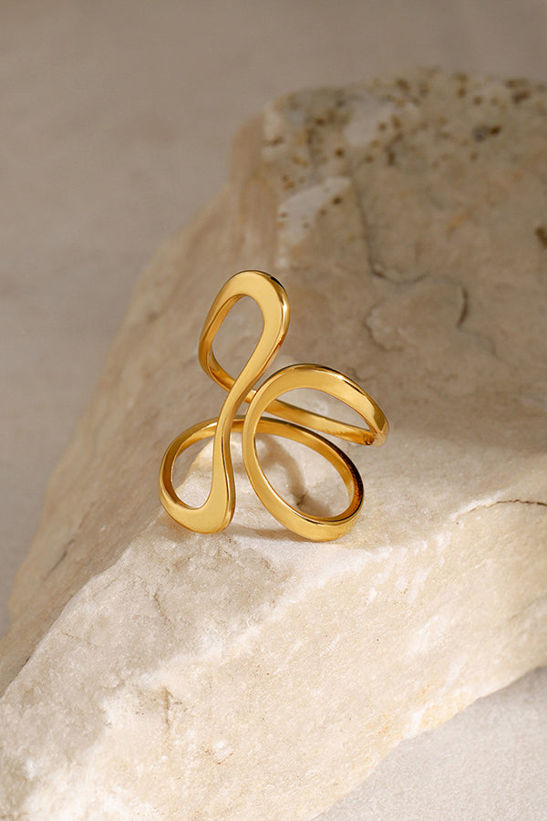 Simple Special-shaped Lines Stainless Steel Open Ring