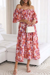 Holiday Square Neck Floral Print Puff Sleeve Madi Dress