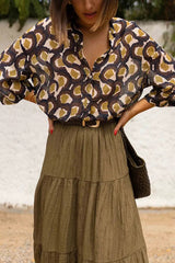 Unique Printed Lapel Button-down Loose Casual Shirt