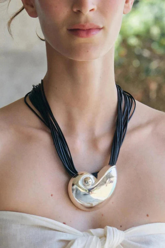 Fashionable Marine Style Shiny Conch Pendant Necklace and Earrings