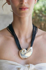 Fashionable Marine Style Shiny Conch Pendant Necklace and Earrings