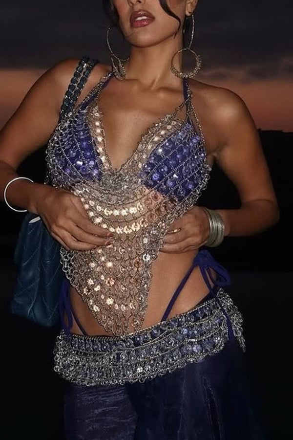 Sexy Water Drop Hollow Chain Splicing Body Chain