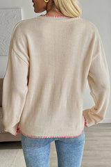 Fashion Lobster Pattern Round Neck Long Sleeve Loose Knitted Sweater