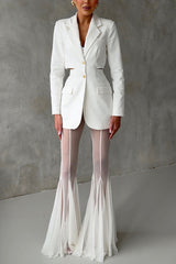 Deep Chic Mesh High Rise Elastic Waist Fishtail Stretch Pants