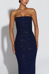 Pandra Glittery Crepe Fabric Off Shoulder Ruched Slit Cape Maxi Dress