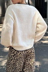 Fashion Lobster Print Crew Neck Casual Knitted Sweater