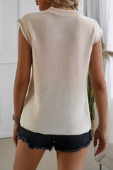 Independence Day Knitted Graphic Crew Neck Sleeveless Casual Top