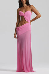 Sexy Halter Waist-baring Backless Lace-up High-slit Maxi Dress