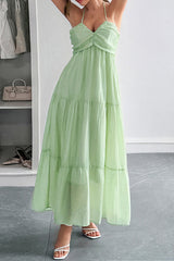 Solid Color Halterneck Tie Casual Holiday Style Maxi Dress