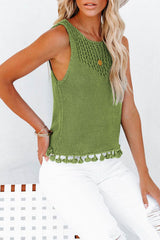 Solid Color Se Hollow Fringed Sweater