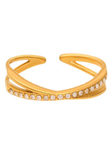 Elegant Super-shiny Zircon Star and Moon Irregular Geometric Ring