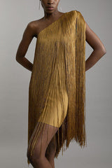 Fashion One-shoulder Slim-fit Elegant Tassel Mini Dress
