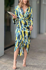 Searching for Elegance Printed Wrap Shirt Midi Dress