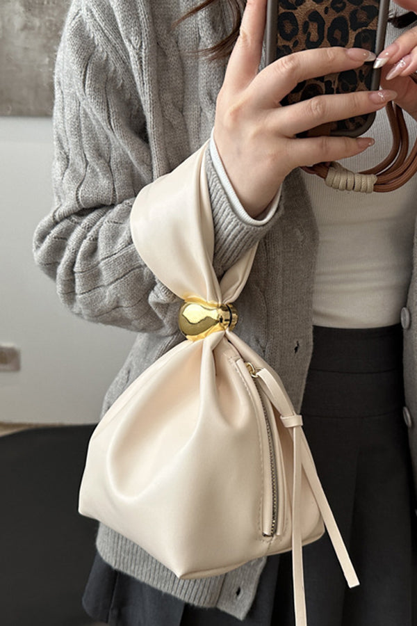 Retro Pleated Simple Bucket Bag