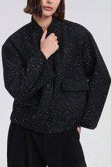 Fashion Sequin Long Sleeve Casual Pocket Loose Jacket