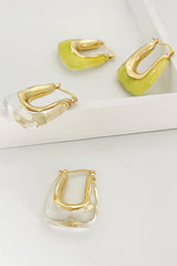 Fashionable Geometric U-shaped Colorful Jelly Earrings