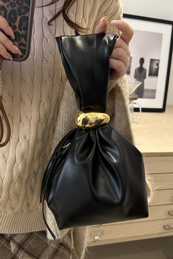 Retro Pleated Simple Bucket Bag