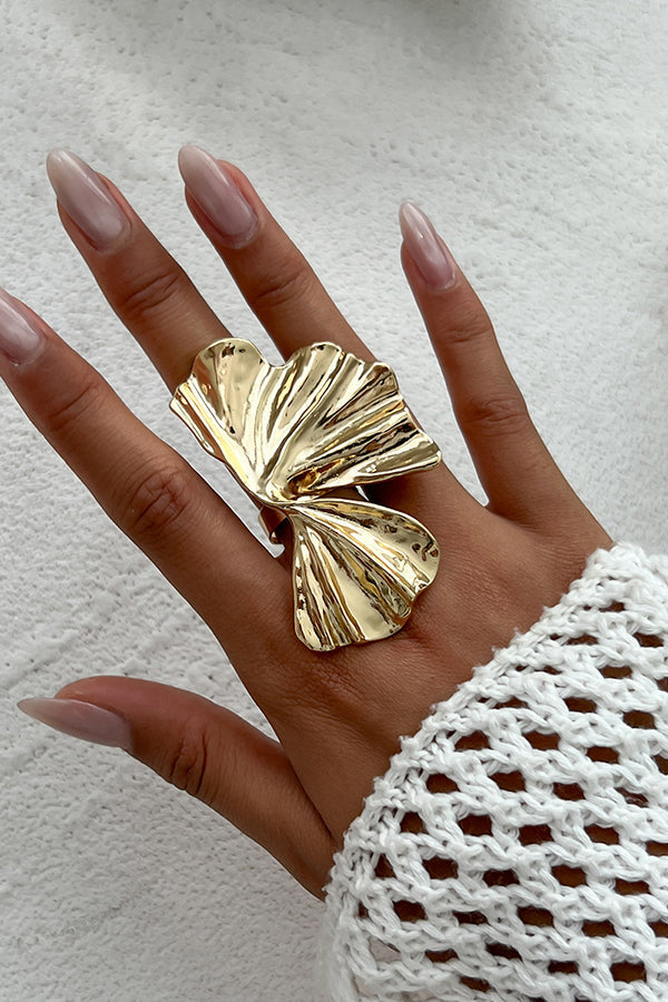 Fashion Irregular Ginkgo Leaf Shape Alloy Ring