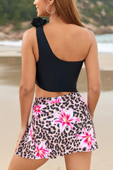 Stylish One-shoulder Waist-revealing Stretchy One-piece Swimsuit