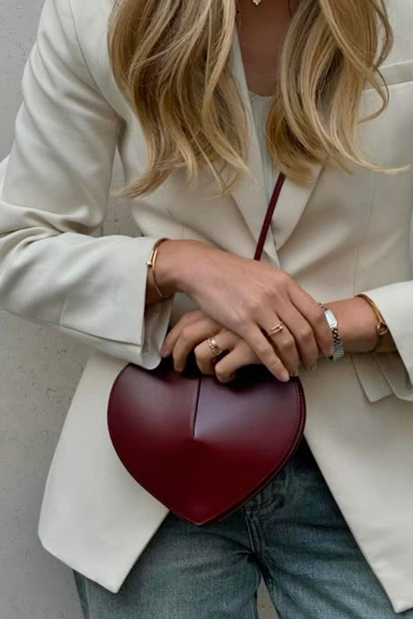 Fashionable Heart Genuine Leather Shoulder Crossbody Bag