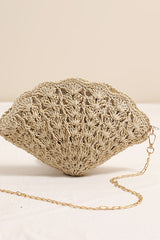 Fairy Shell Hollowed-Out Crossbody Straw Bag