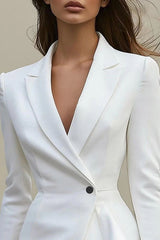 Fashion Lapel Long Sleeve Button Ruffle Trim Mini Dress