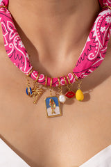 Dopamine Color Silk Scarf Fun Small Item Necklace