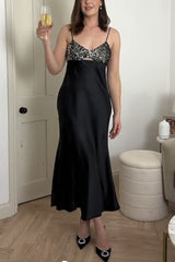 Party on My Mind Sequin Satin Patchwork Slip Stretch Midi Dress