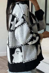 Halloween Plaid Ghost Loose Long Sleeve Knitted Sweater