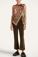 Stunning Floral Print Asymmetric Tassel Trim Scarf Top