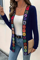Bohemian Style Floral Edge Long Sleeve Casual Knitted Cardigan