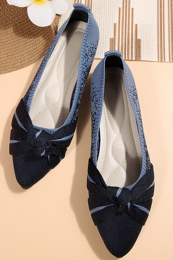 Fashionable Bow Colorblock Casual Flats