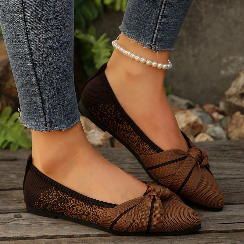 Fashionable Bow Colorblock Casual Flats