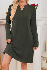 Solid Color Loose Long-sleeved Casual Knitted Mini Dress