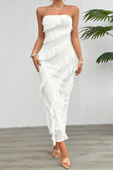 Solid Color Sexy Off-shoulder Slim Back Slit Maxi Dress