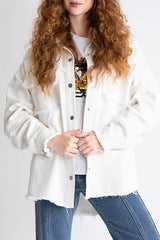 Anti War Graphic Button Pocket Long Sleeve Coat