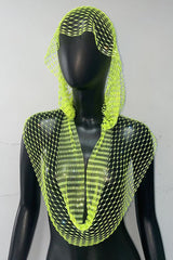 Fashion Fishnet Rhinestone Hooded Vest