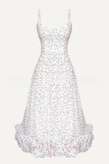 Spotlight Delight Floral Print Flounce Bustier Banquet Party Midi Dress