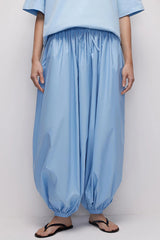 Solid Color Casual Pocket Elastic Waist Lantern Wide Leg Pants