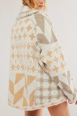 Unique Pattern Lapel Loose Long-sleeved Knitted Sweater