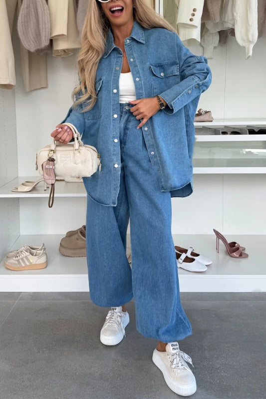 Stylish Denim High Rise Elastic Waist Pocket Loose Lantern Jeans