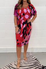 Printed Crew Neck Oversized Multicolor T Bar Dress