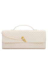 Woven Soft Leather Horizontal Square Accordion Bag