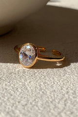 Elegant Silver-plated Diamond Open Ring