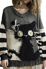 Halloween Casual Round Neck Long Sleeve Loose Knitted Sweater