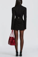 Solid Color Slim-fit V-neck Elegant Draped Formal Mini Dress