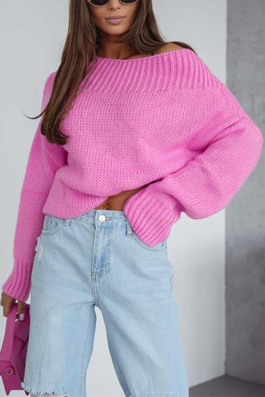 Solid Color Long-sleeved Round Neck Loose Knitted Sweater