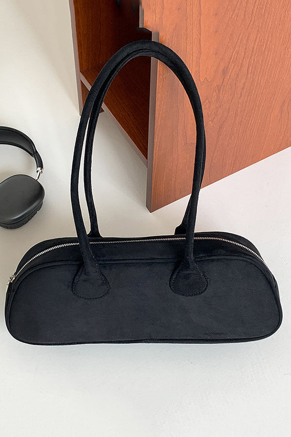 Vintage Suede Baguette Shoulder Bag