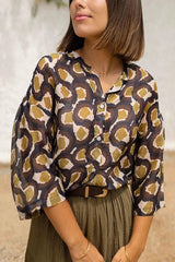 Unique Printed Lapel Button-down Loose Casual Shirt