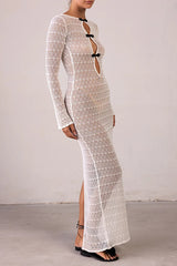 Sexy Backless Long-sleeved Knitted Slim-fit Maxi Dress